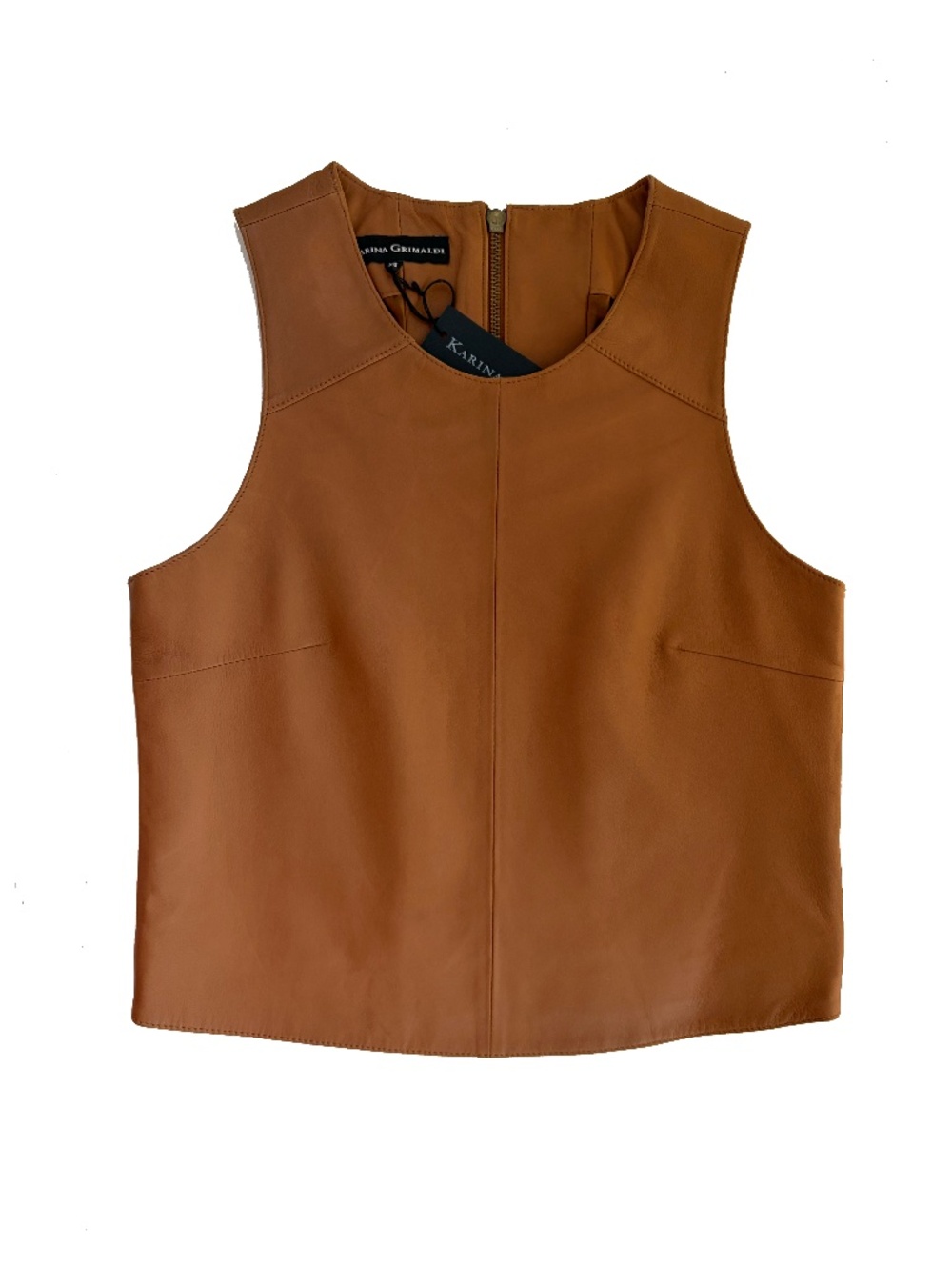 NWT Karina Grimaldi Lamb Leather Top, Size XS